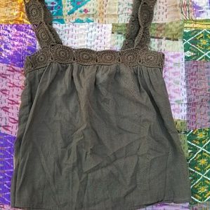 Banana Republic Olive Tank Crochet Trim Size XS
